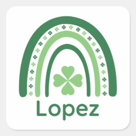 Lopez Naam Clover Boho Rainbow Vierkante Sticker