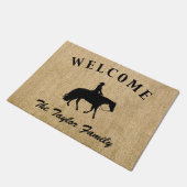 Loping Black Western Pleasure Horse Silhouette Deurmat (Schuin)