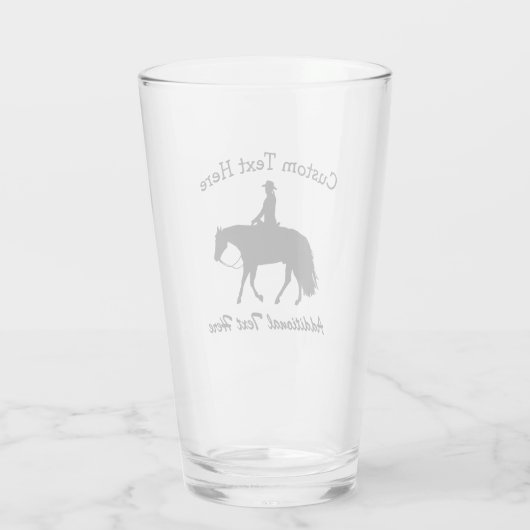 Loping Black Western Pleasure Horse Silhouette Glas (Achterkant)