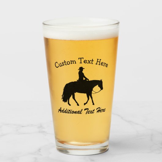 Loping Black Western Pleasure Horse Silhouette Glas (Voorkant gevuld)