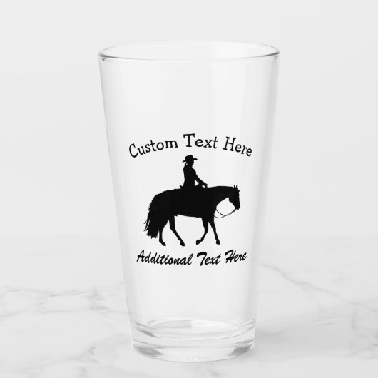 Loping Black Western Pleasure Horse Silhouette Glas (Voorkant)