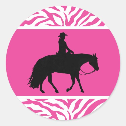 Loping Black Western Pleasure Horse Silhouette Ronde Sticker (Voorkant)