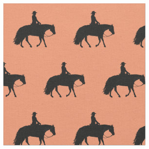 Loping Black Western Pleasure Horse Silhouettes Stof