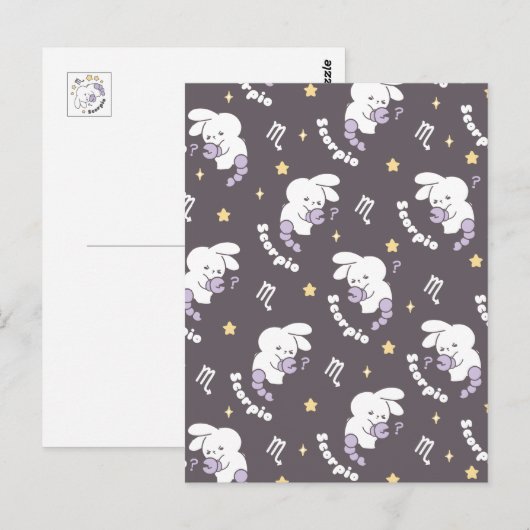 Loppitokki's Kosmische Schorpioen Patroon: Konijne Briefkaart (Voorkant / Achterkant)