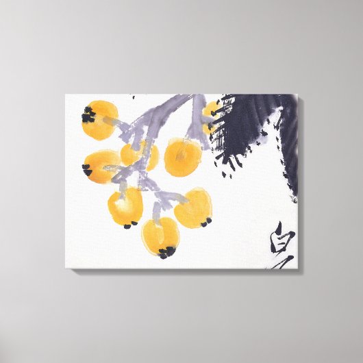 Loquats en een Grasshopper Canvas Afdruk (Voorkant)