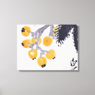 Loquats en een Grasshopper Canvas Afdruk