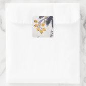 Loquats en een Grasshopper Vierkante Sticker (Tas)