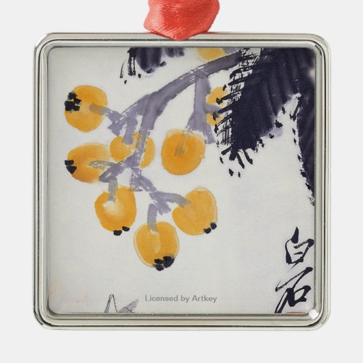 Loquats en een sprinkhaan metalen ornament (Voorkant)