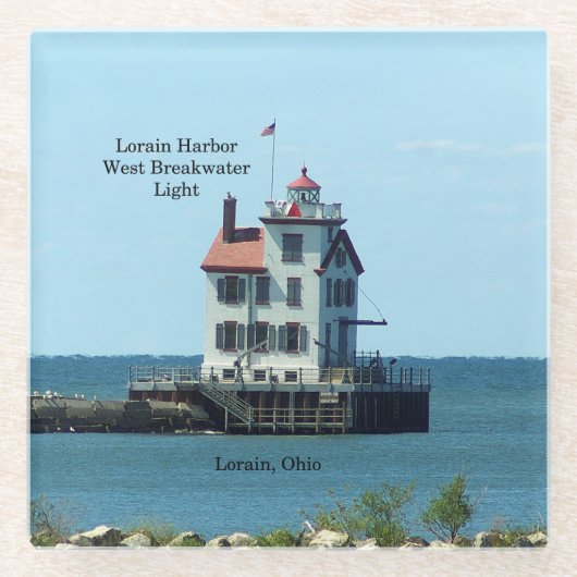 Lorain Harbour West Breakwater Light glass onderze Glazen Onderzetter (Voorkant)
