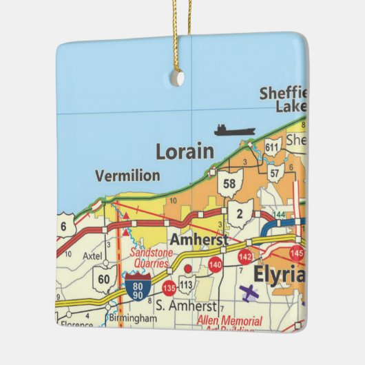 Lorain Ohio Road Map Keramisch Ornament (Links)