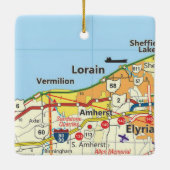 Lorain Ohio Road Map Keramisch Ornament (Achterkant)