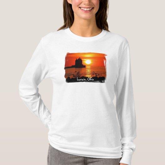 Lorain vuurtoren, dameshoer t-shirt (Voorkant)