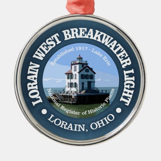 Lorain West Breakwater Light Metalen Ornament (Voorkant)