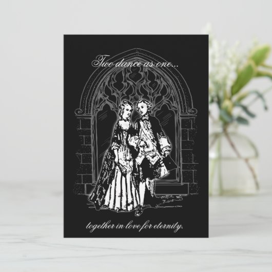 Lord and Lady Gothic Wedding Invitations Kaart (Staand voorkant)