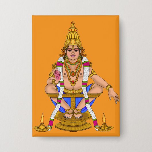 Lord Ayyappan Knop Button (Voorkant)