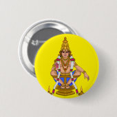 Lord Ayyappan Knop Ronde Button 5,7 Cm (Voorkant /achterkant)