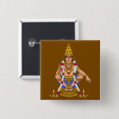 Lord Ayyappan Knop Vierkante Button 5,1 Cm (Voorkant /achterkant)