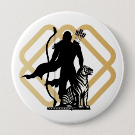Lord Ayyappan Ronde Button 4,0 Cm (Voorkant)