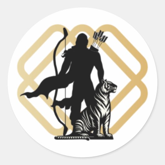 Lord Ayyappan Ronde Sticker (Voorkant)