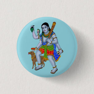 Lord Bhairava-knop Ronde Button 3,2 Cm