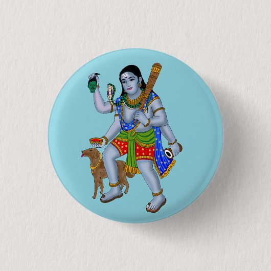Lord Bhairava-knop Ronde Button 3,2 Cm (Voorkant)
