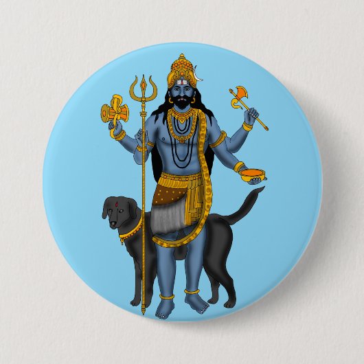Lord Bhairava-knop Ronde Button 7,6 Cm (Voorkant)