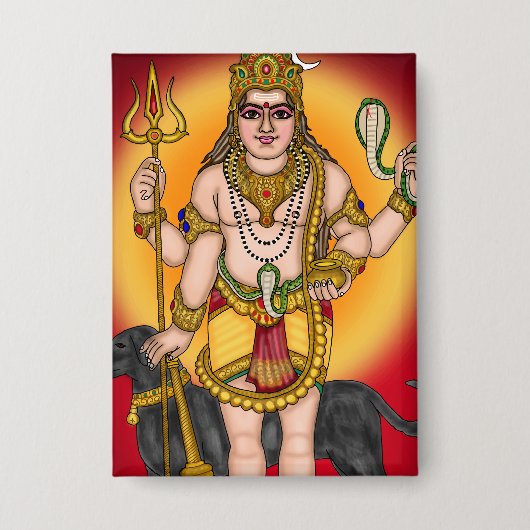 Lord Bhairava Retro Knop Button (Voorkant)