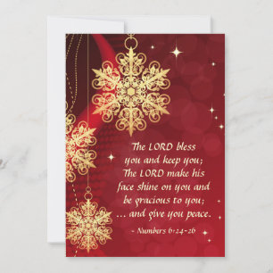 Lord Bless You Bijbel Elegant Rood Kerst Plat Feestdagenkaart