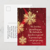 Lord Bless You Bijbellegant kerstrood goud Feestdagenkaart (Voorkant / Achterkant)