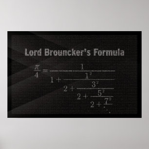 Lord Brouncker's Pi Formule - Wiskunde Poster