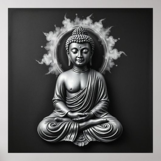 Lord Buddha - Serene Charcoal Art Portrait Poster (Voorkant)