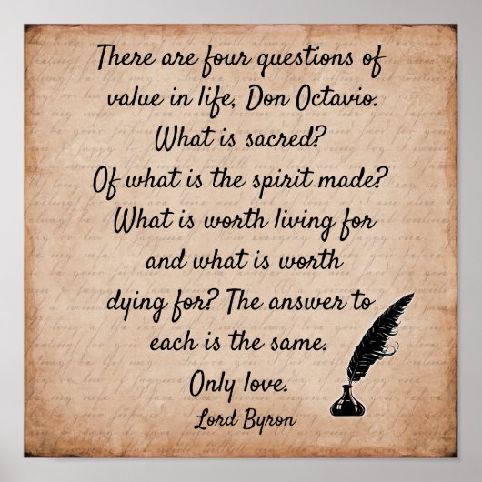 Lord Byron citaat **12 x12 Kunstprinten Poster (Voorkant)