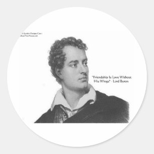 Lord Byron "Love W/O Wings" Citaat Gifts & T - shi Ronde Sticker