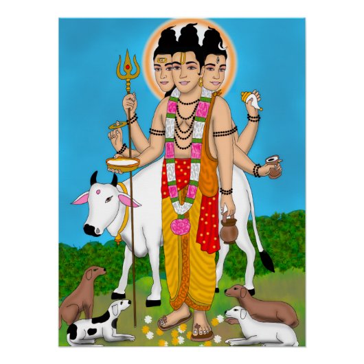 Lord Dattatreya Clock Perfect Poster (Voorkant)
