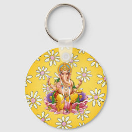 Lord Ganesh Divine Yellow Floral sleutelhanger