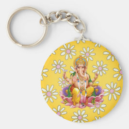Lord Ganesh Divine Yellow Floral sleutelhanger