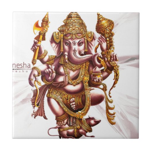 Lord Ganesh Good Luck Charm Tegeltje (Voorkant)