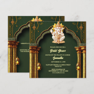 Lord Ganesh groen goud paisley elegante boog chic Feestdagenkaart