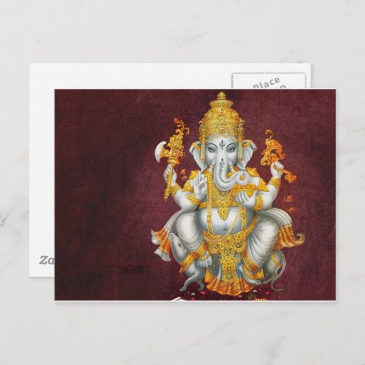 LORD GANESH HINDU GOD BRIEFKAART (Voorkant / Achterkant)