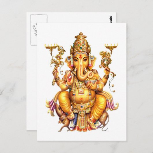 LORD GANESH HINDU GOD BRIEFKAART (Voorkant / Achterkant)