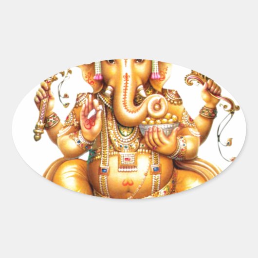 LORD GANESH HINDU GOD OVALE STICKER (Voorkant)