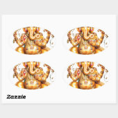 LORD GANESH HINDU GOD OVALE STICKER (Vel)