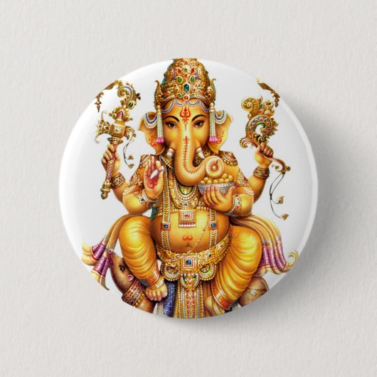 LORD GANESH HINDU GOD RONDE BUTTON 5,7 CM (Voorkant)