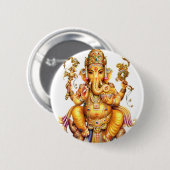 LORD GANESH HINDU GOD RONDE BUTTON 5,7 CM (Voorkant /achterkant)
