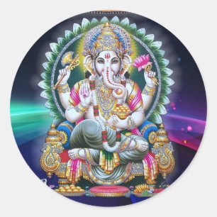 LORD GANESH HINDU GOD RONDE STICKER