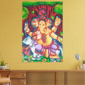 Lord Ganesh Mural Painting Stretched Canvas Print (Insitu (Woonkamer))