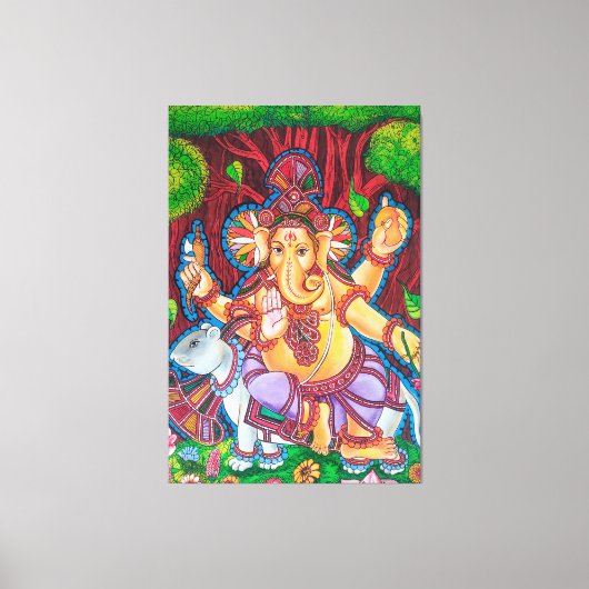 Lord Ganesh Mural Painting Stretched Canvas Print (Voorkant)
