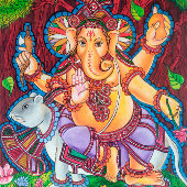 Lord Ganesh Mural Painting Stretched Canvas Print