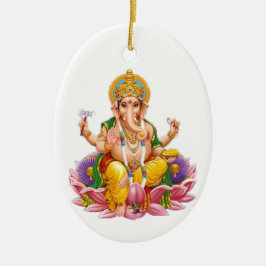 Lord Ganesh over Lotus Flower Keramisch Ornament