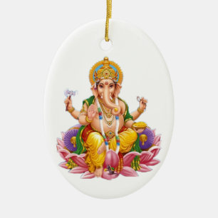 Lord Ganesh over Lotus Flower Keramisch Ornament